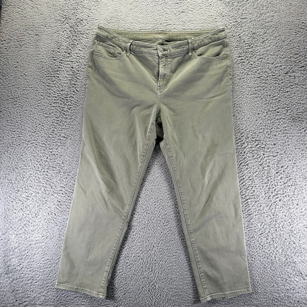 Chico's Jeans Women 18 Green Cotton Denim Ankle Girlfriend Slim Workwear Stretch